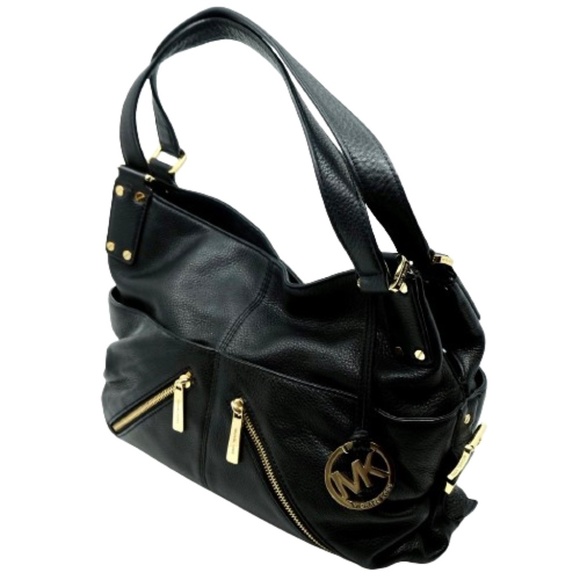 MICHAEL Michael Kors Black Shoulder Bag with Gold Accents - Picture 2 of 6